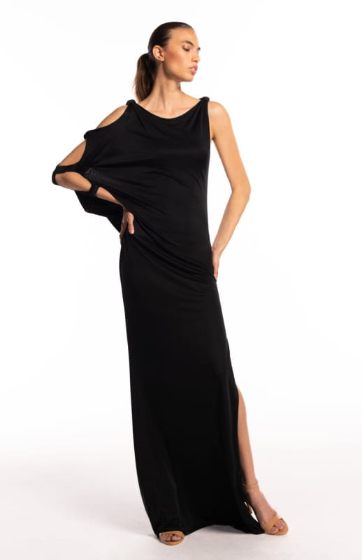 black maxi  jersey dress
