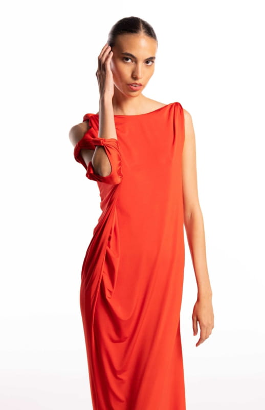 orange jersey gown
