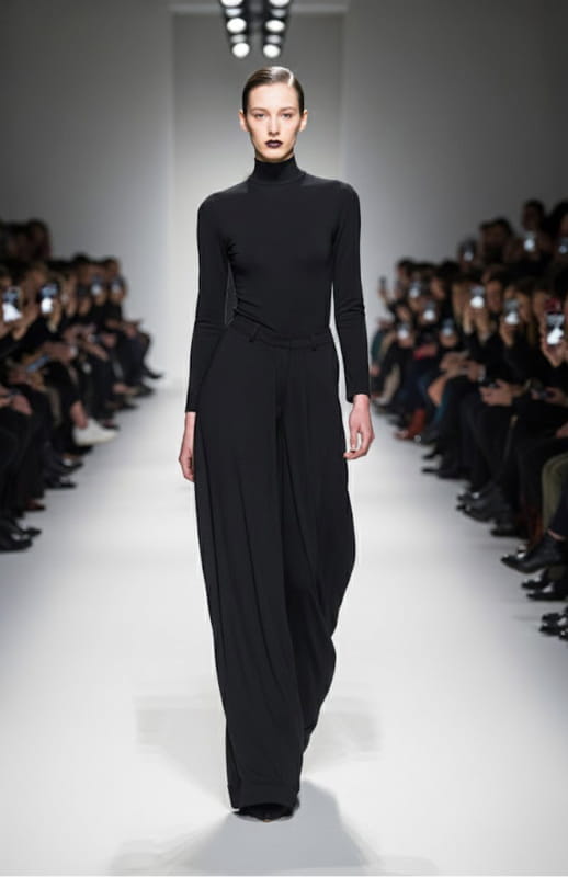 Klavdia | Black Draped Wide Leg Trousers - michail - Pants