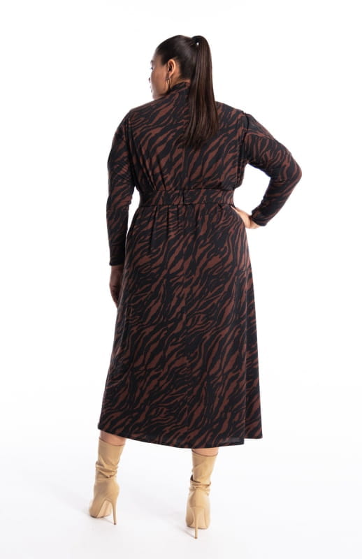 Kriti Cocoa | Draped Printed Dress - michail - Dresses