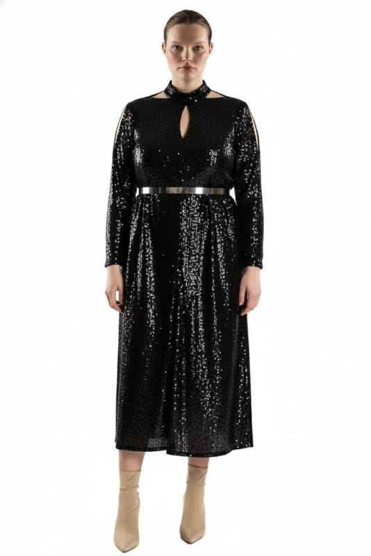 Kriti - Draped Plus Size Sequin Cocktail Dress Kriti - Draped Plus Size Sequin Cocktail Dress