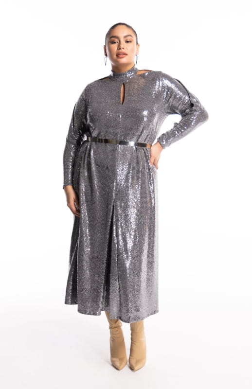 Kriti - Draped Plus Size Sequin Cocktail Dress Kriti - Draped Plus Size Sequin Cocktail Dress