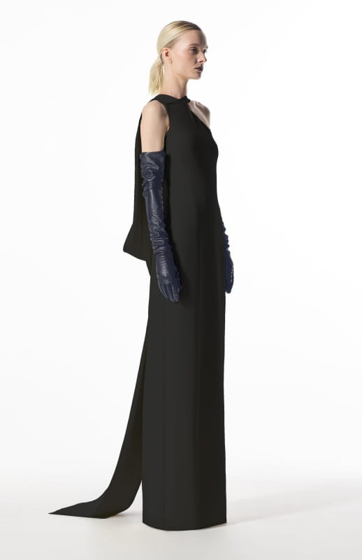 One shoulder black gown