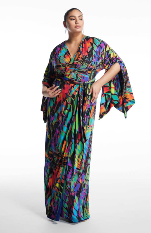 plus size long printed dress