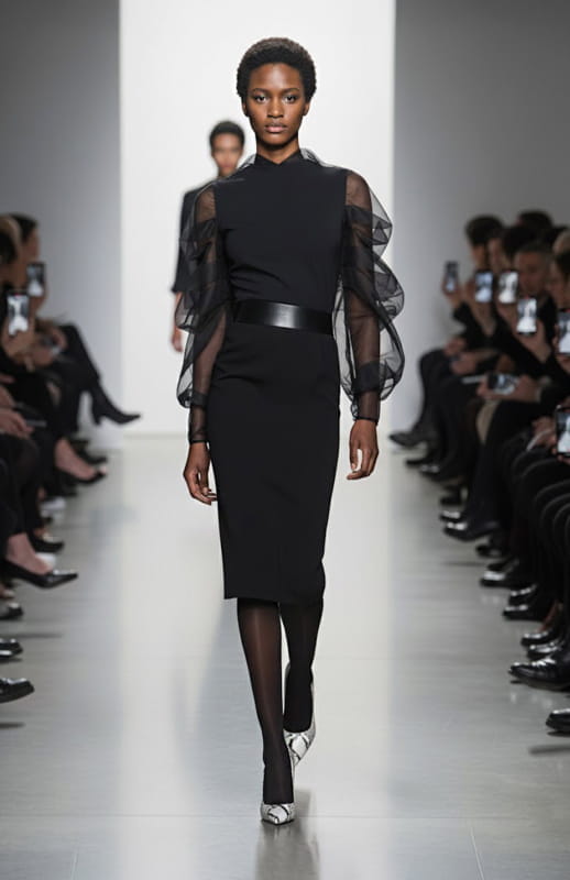 Melteme | Cocktail Dress With Sheer Sleeves - michail - Dresses