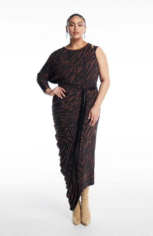 Mythodea | Long Draped Printed Dress - Dresses