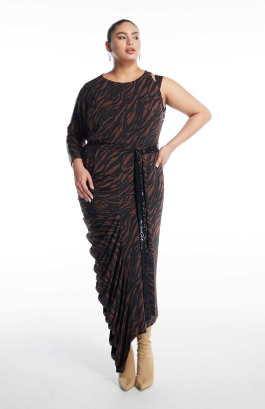 Mythodea | Long Draped Printed Dress - Dresses