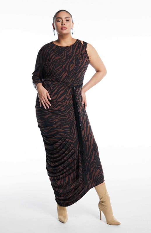 Mythodea | Long Draped Printed Dress - Dresses