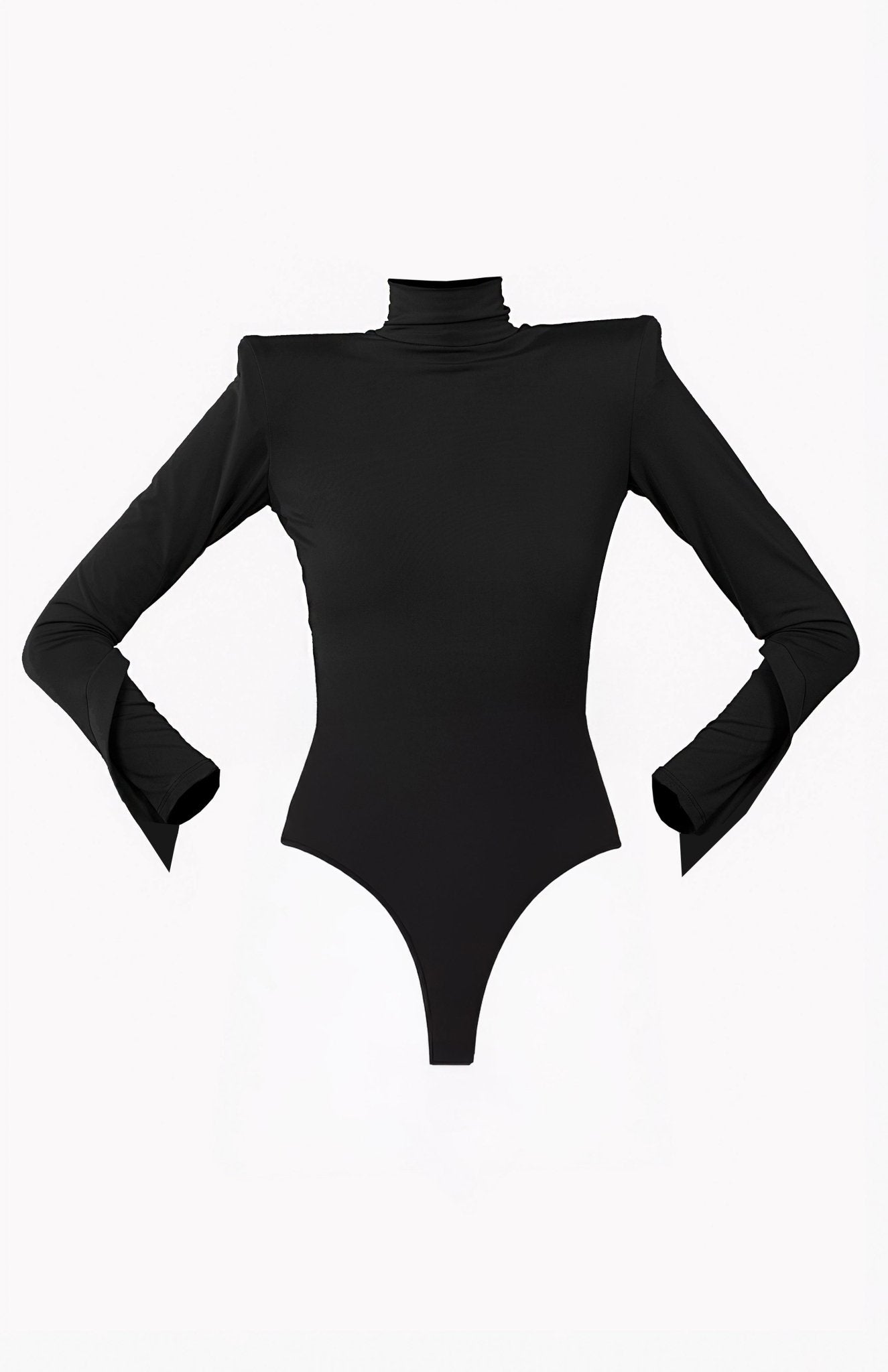 turtleneck long sleeve black bodysuit