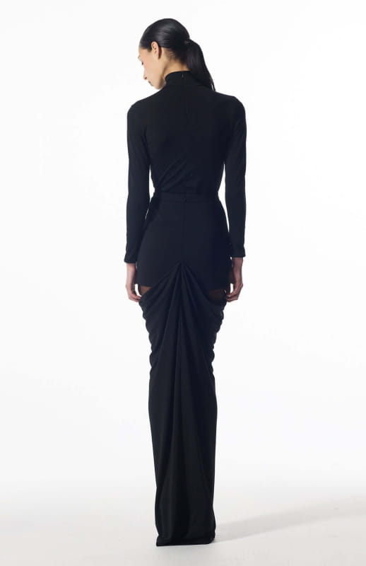 long designer skirt in black