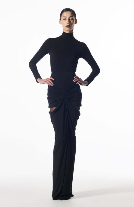 black skirt with cutouts