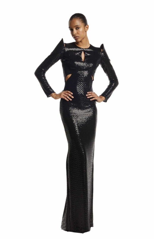 sequin long evening dress