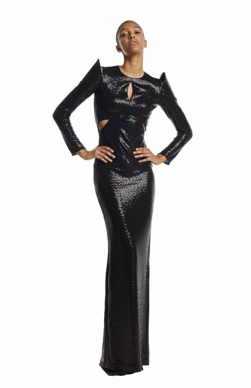 long sleeve long sequin dress 
