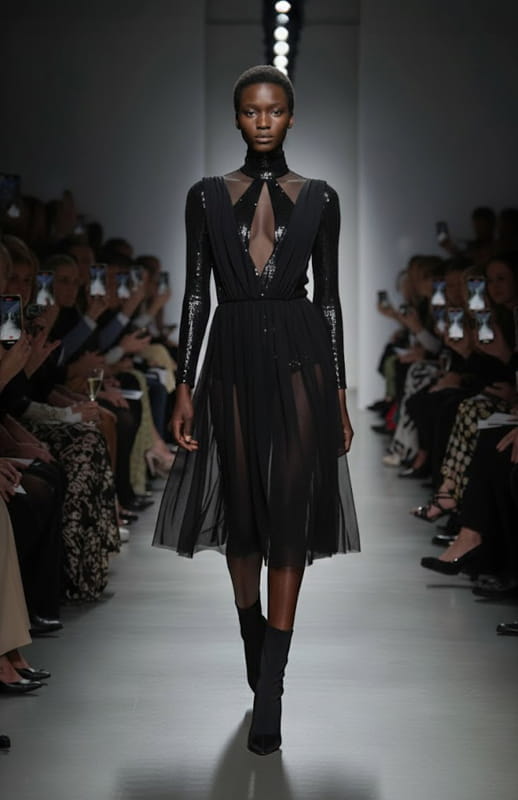 Nymphe Glam | Sheer Sophistication Cocktail Dress - michail - Dresses