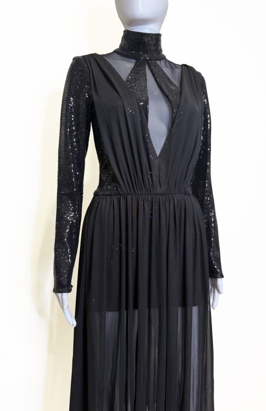 Black sheer dress with sequins
