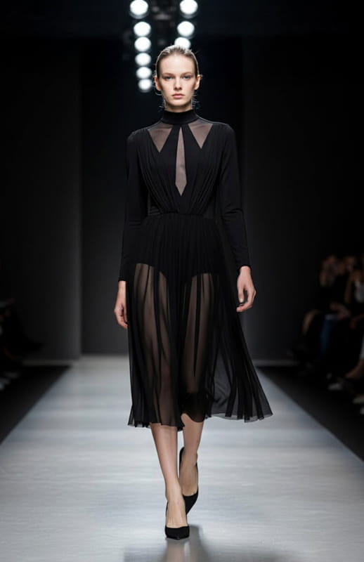 Nymphe Black | Ethereal Elegance: Sheer Bodysuit Dress - michail - Dresses