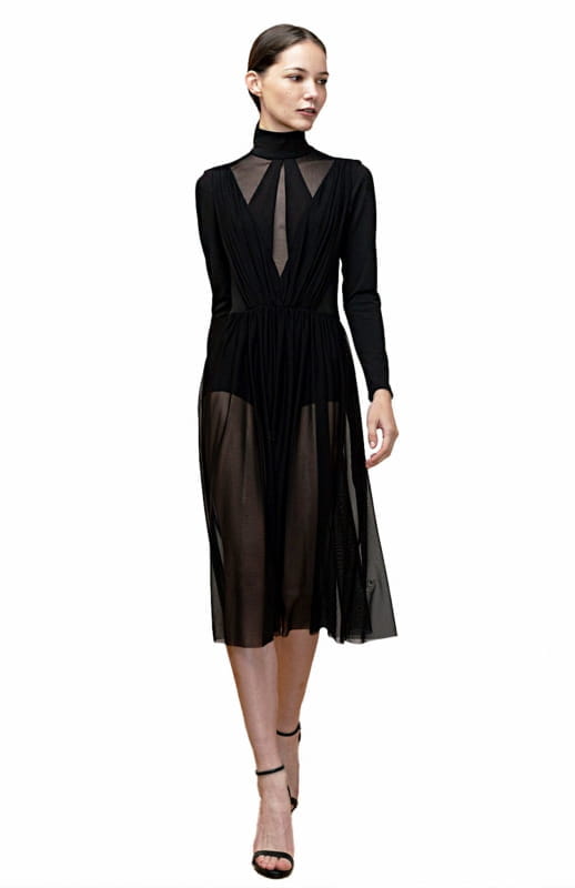 Nymphe Black | Ethereal Elegance: Sheer Bodysuit Dress - michail - Dresses