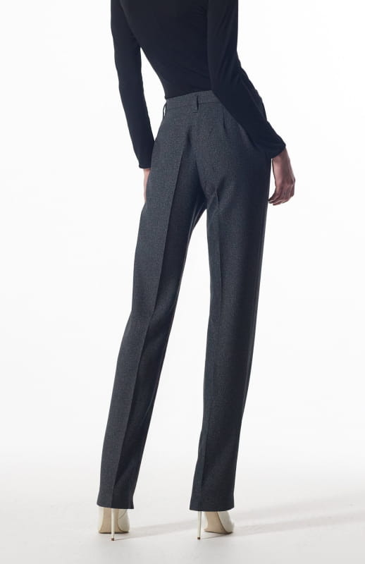 grey wool cigarette pants back view