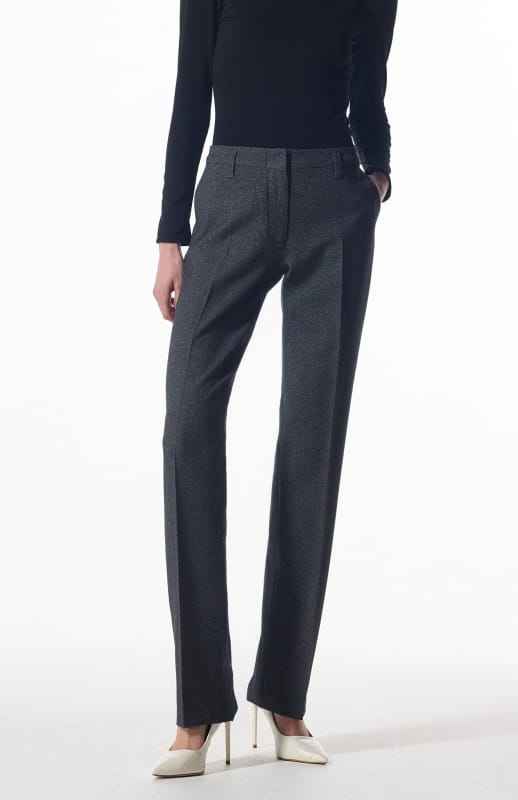 grey cigarette pants close up