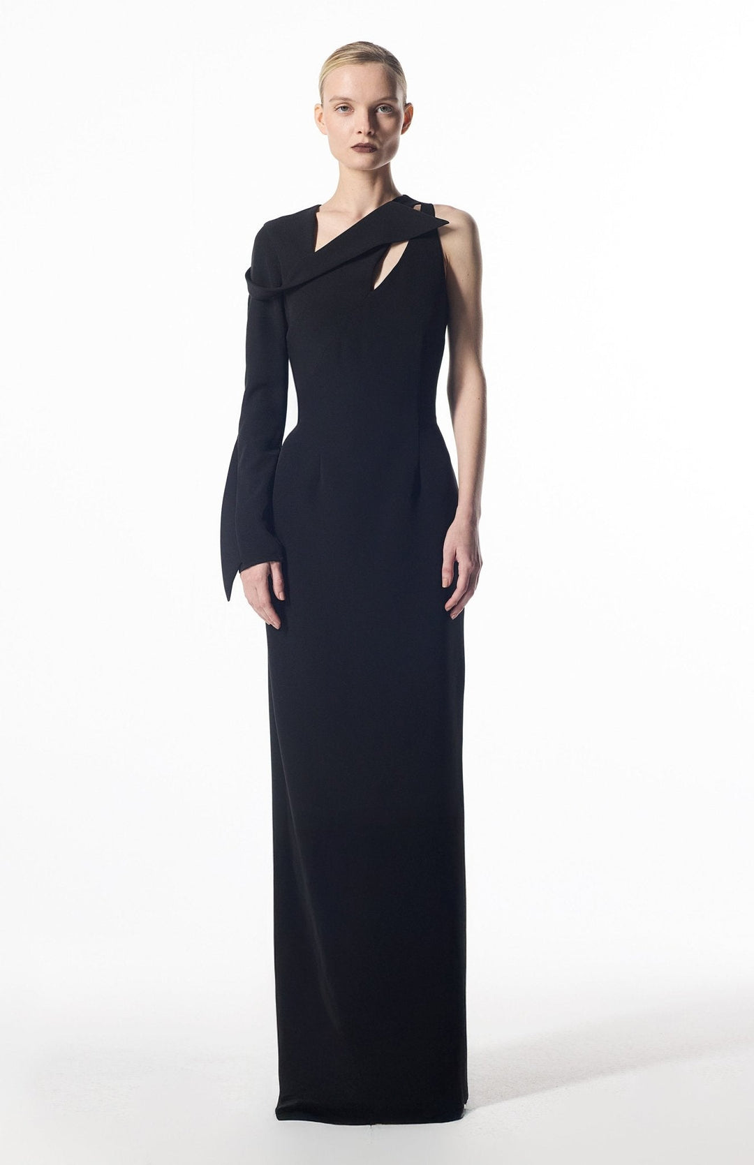 One sleeve long black gown