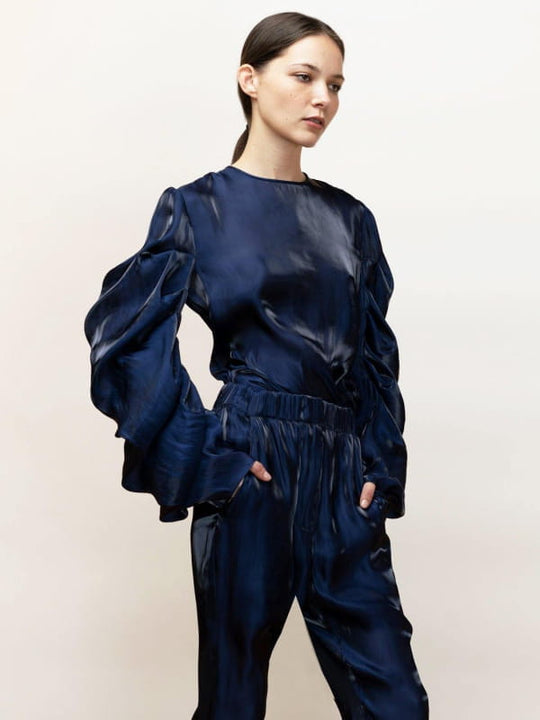 Ortensia | Draped Evening Blouse - michail - Tops