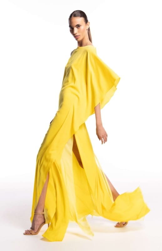 Osiris - Shop Elegant Long Silk Maxi Dress | Michail S / Yellow Osiris - Shop Elegant Long Silk Maxi Dress | Michail S / Yellow