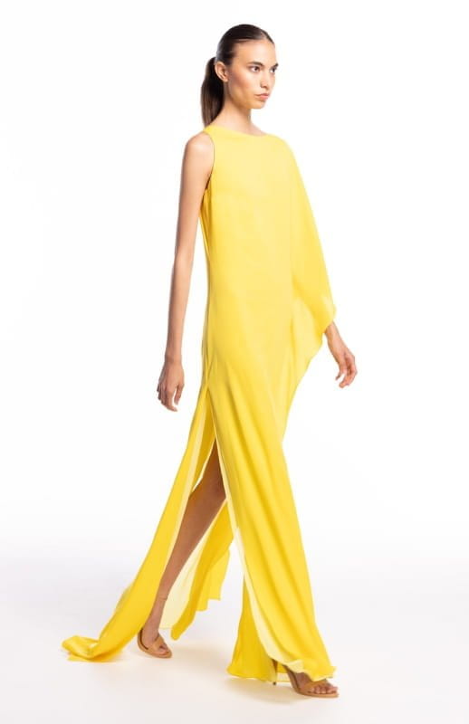 Osiris - Shop Elegant Long Silk Maxi Dress | Michail S / Yellow Osiris - Shop Elegant Long Silk Maxi Dress | Michail S / Yellow