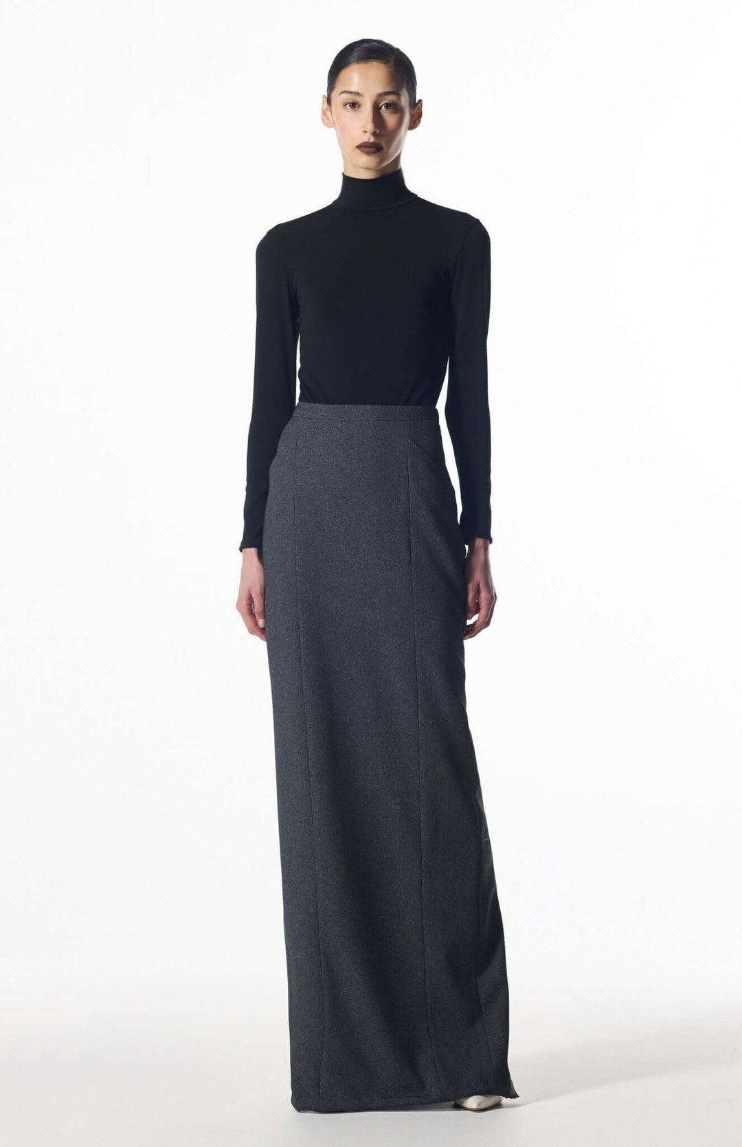 grey long pencil skirt