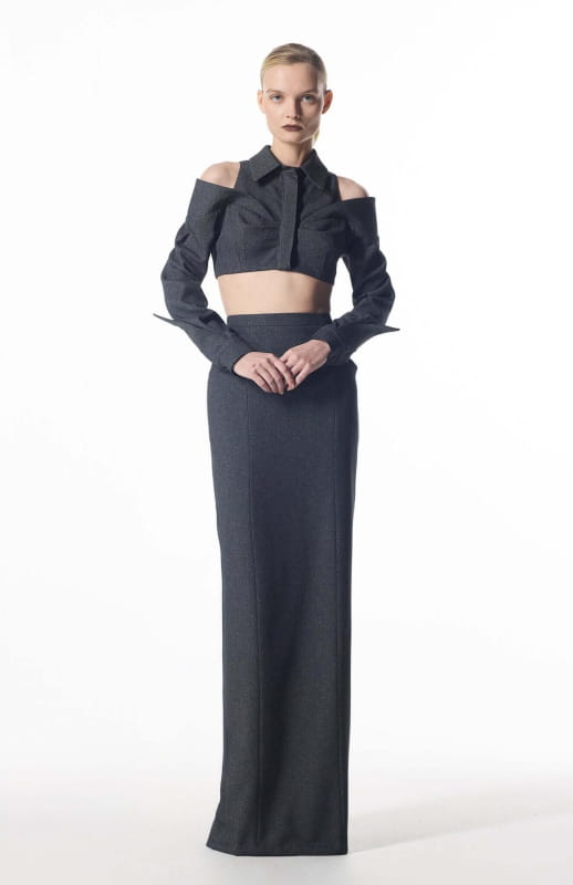 designer top and pencil skirt