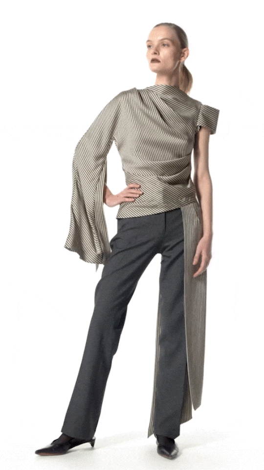 Asymmetrical sleeve stripe top