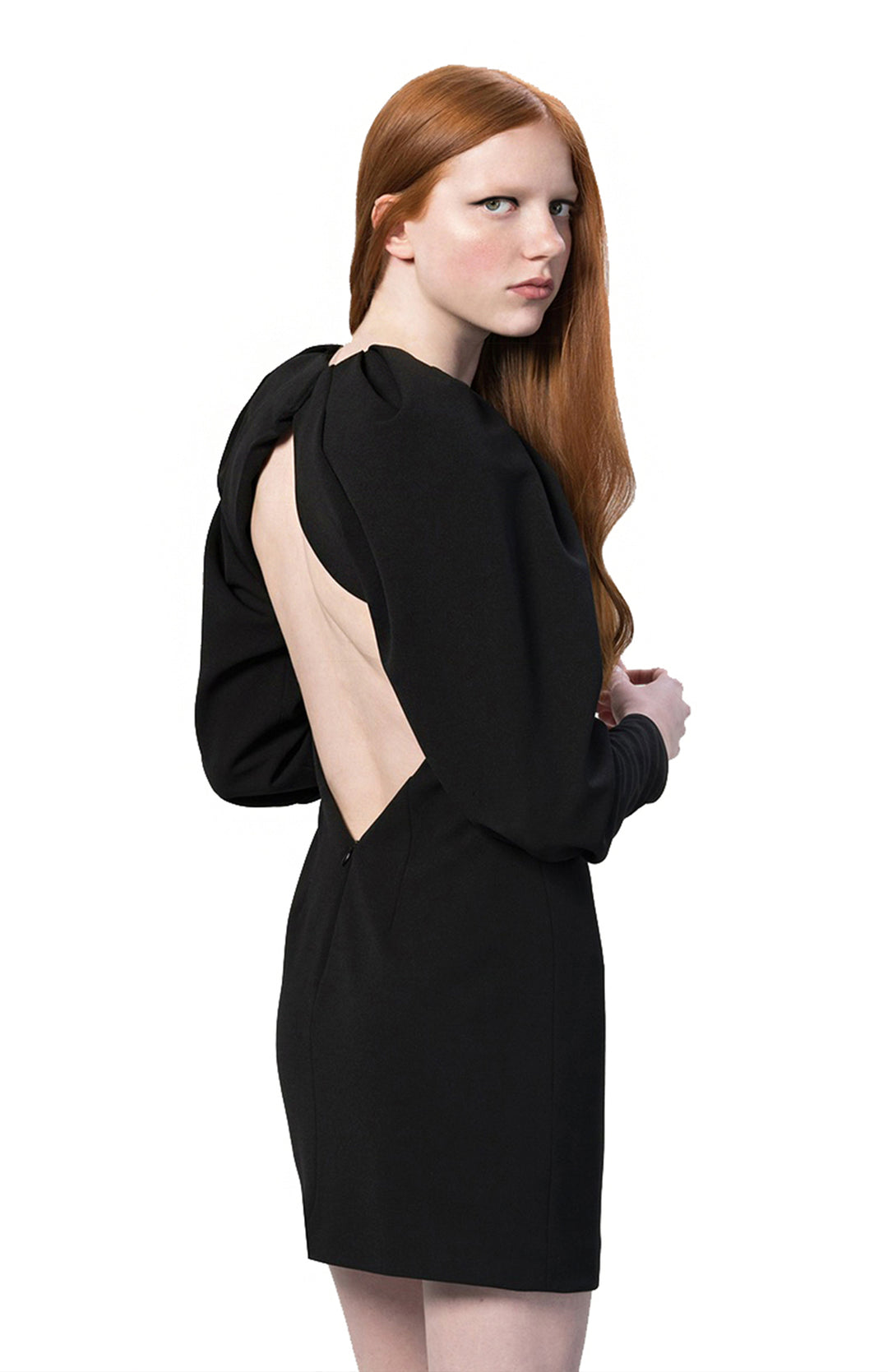 mini black cocktail dress with open back
