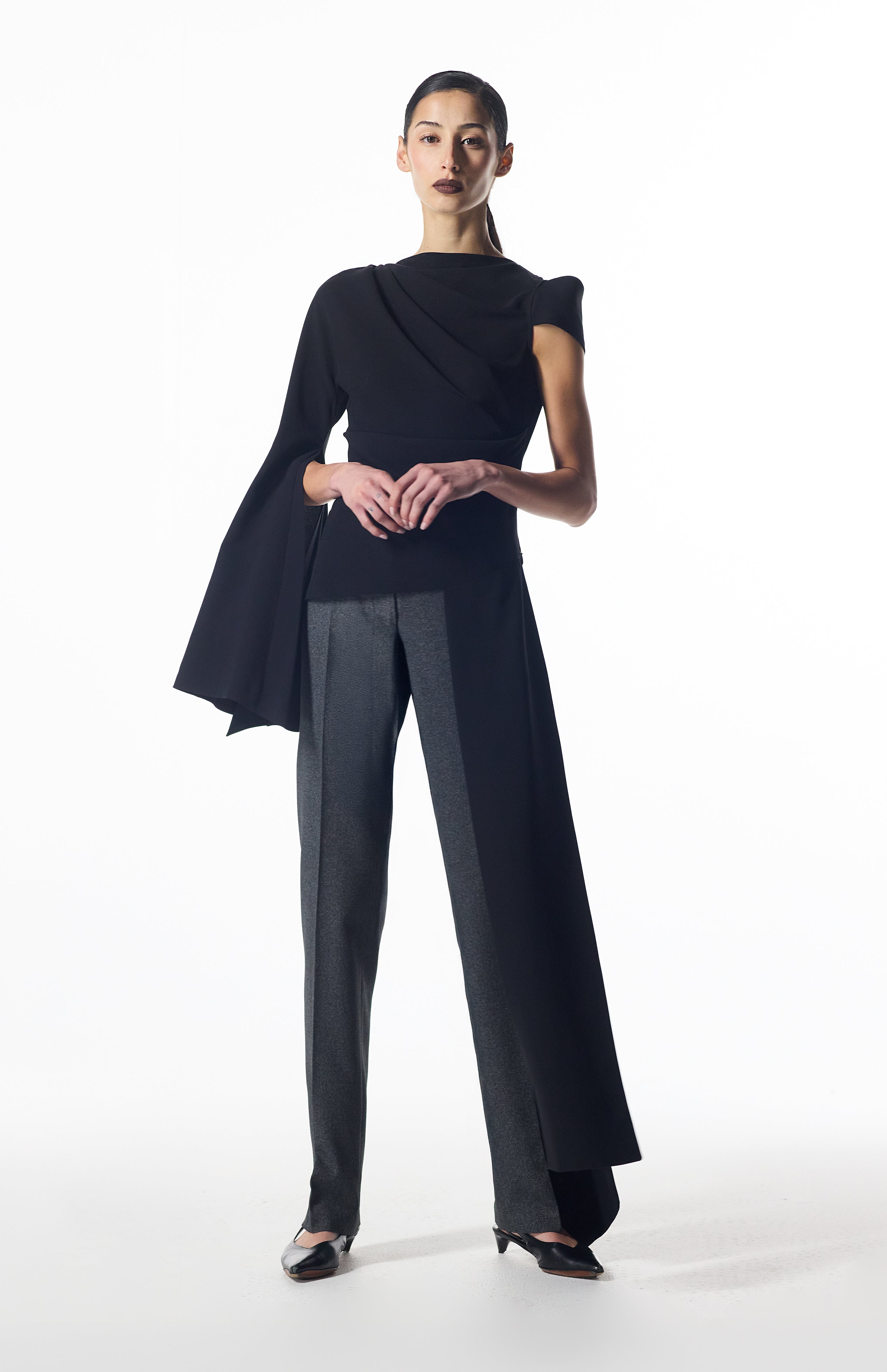 Asymmetrical black cocktail top