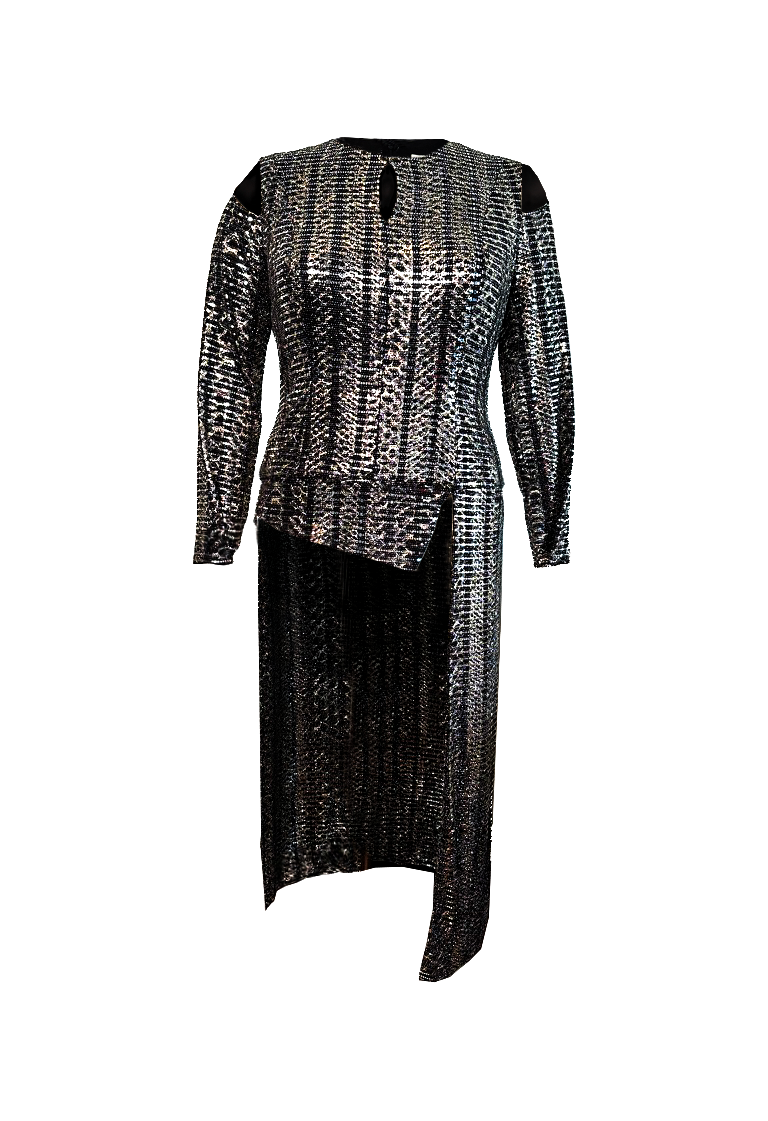 plus size metallic top with long sleeves