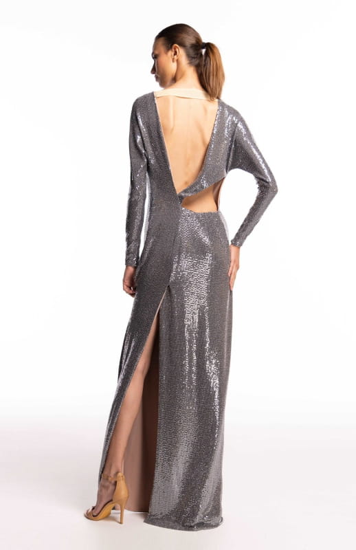 back cutout long dress