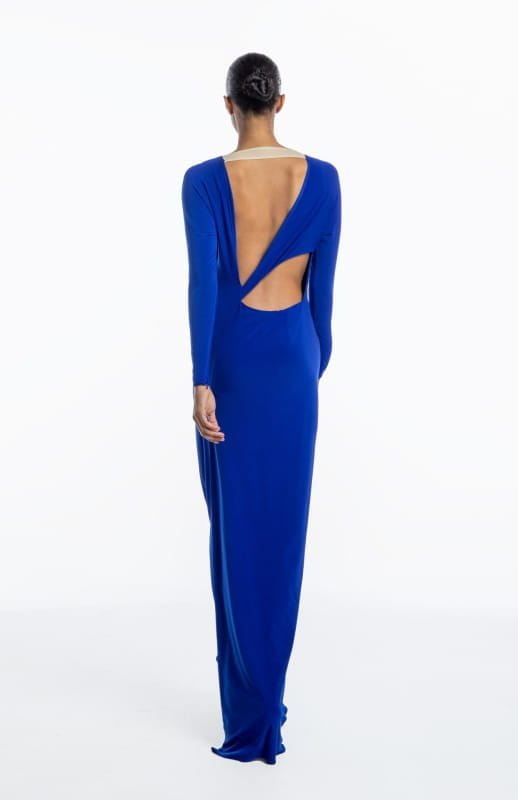 Promethea | Elegant Exit: Cutout Back Jersey Gown - michail - Dresses