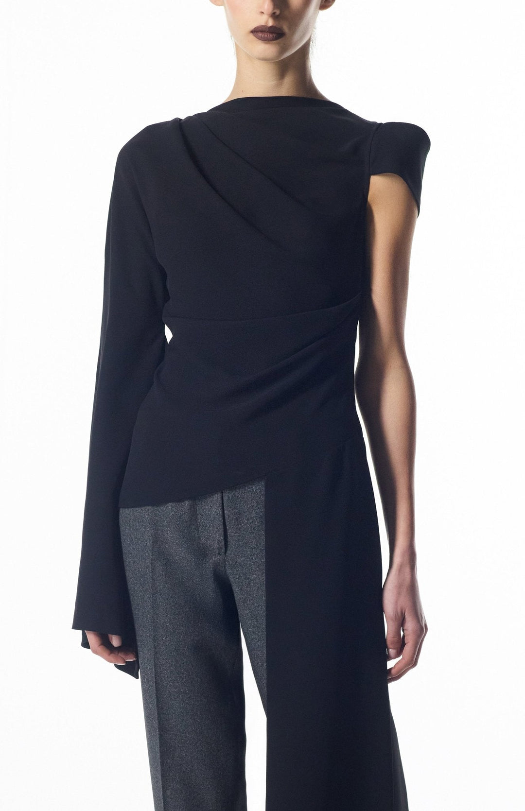 draped black top
