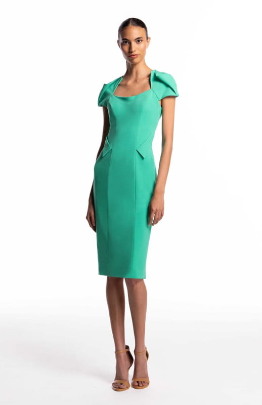 jade green stretch crepe dress