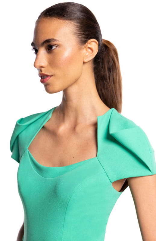 draped sleeve midi dress