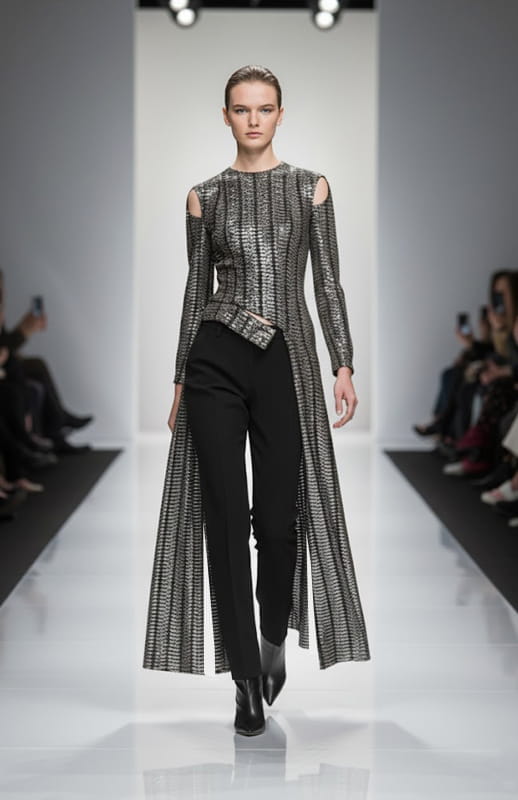 Valerie | Timeless Edge: Long Metallic Top With Tails - michail - Tops