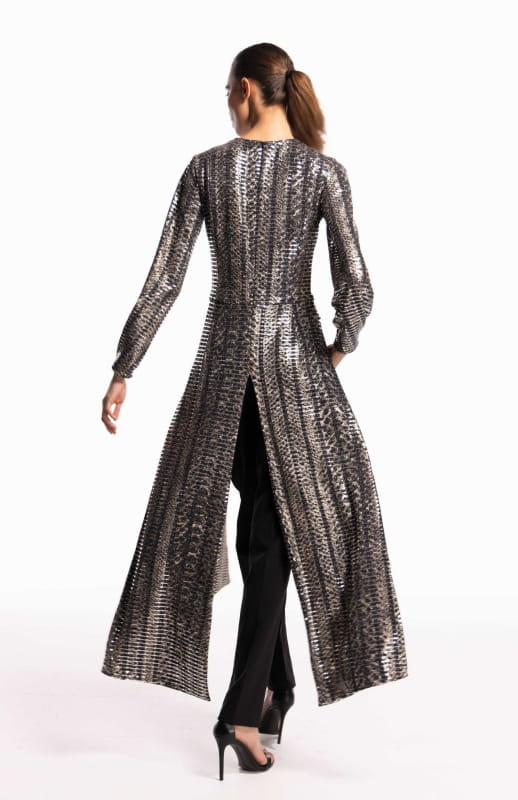 Valerie | Timeless Edge: Long Metallic Top With Tails - michail - Tops