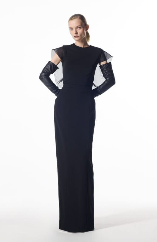 black designer t shirt with draping