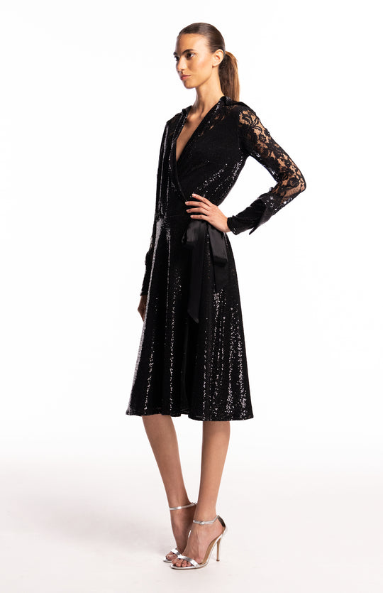 Aspasia | Captivating Charm: Sequin And Lace Cocktail Dress
