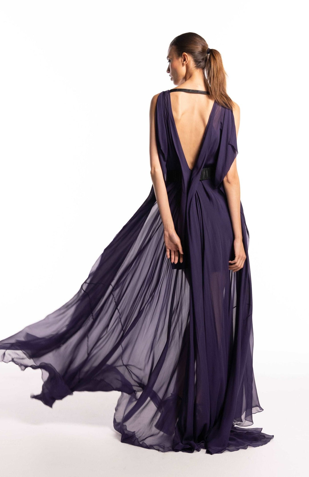 back, dramatic evening gown