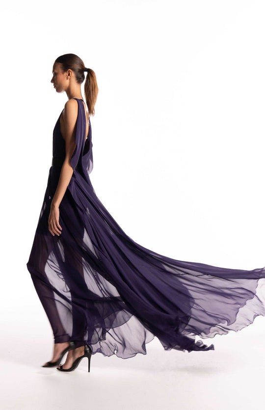 silk chiffon evening gown