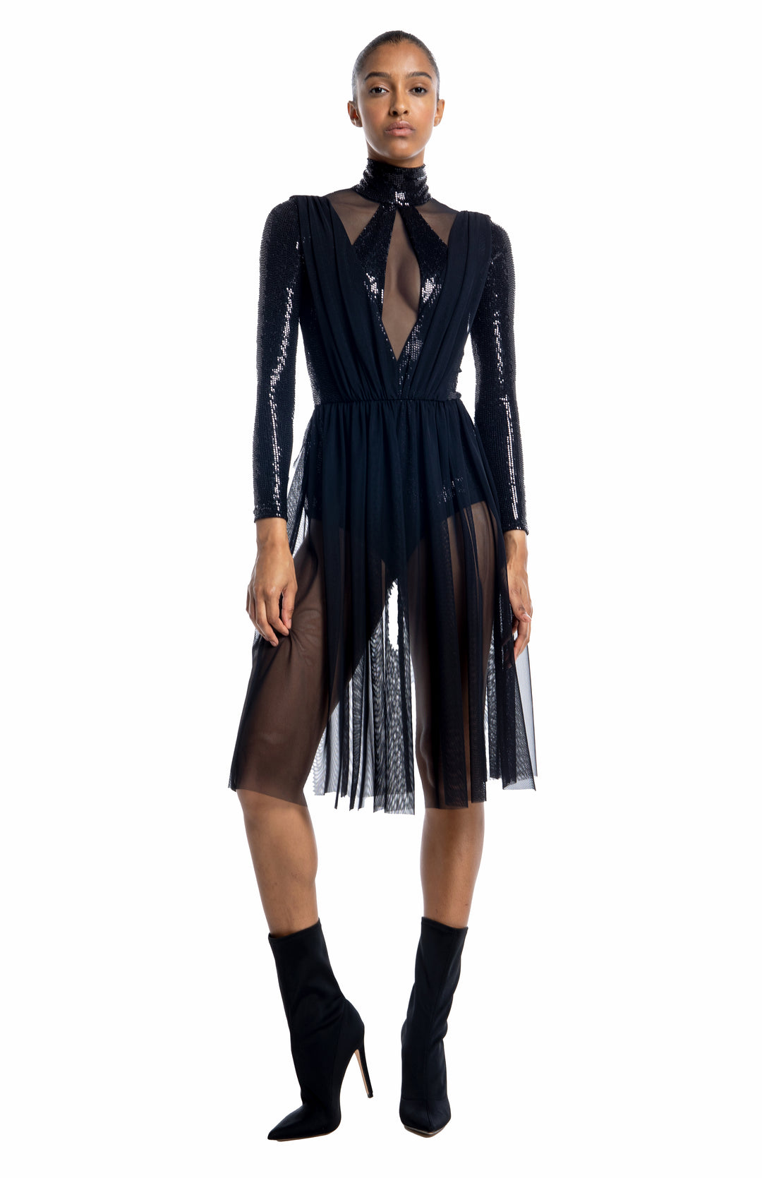 Nymphe Glam |  Long Sleeve Turtleneck Sequin Dress