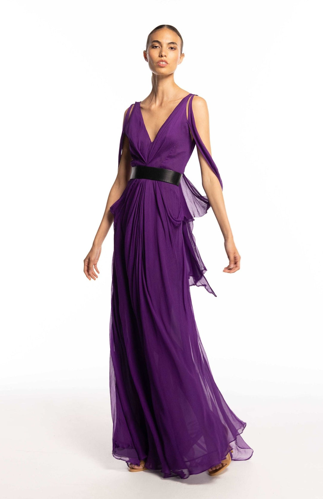 formal maxi dress in plum color