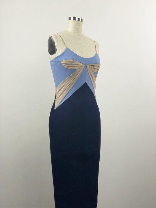 Elegant, Grecian style, midi, colorblock dress