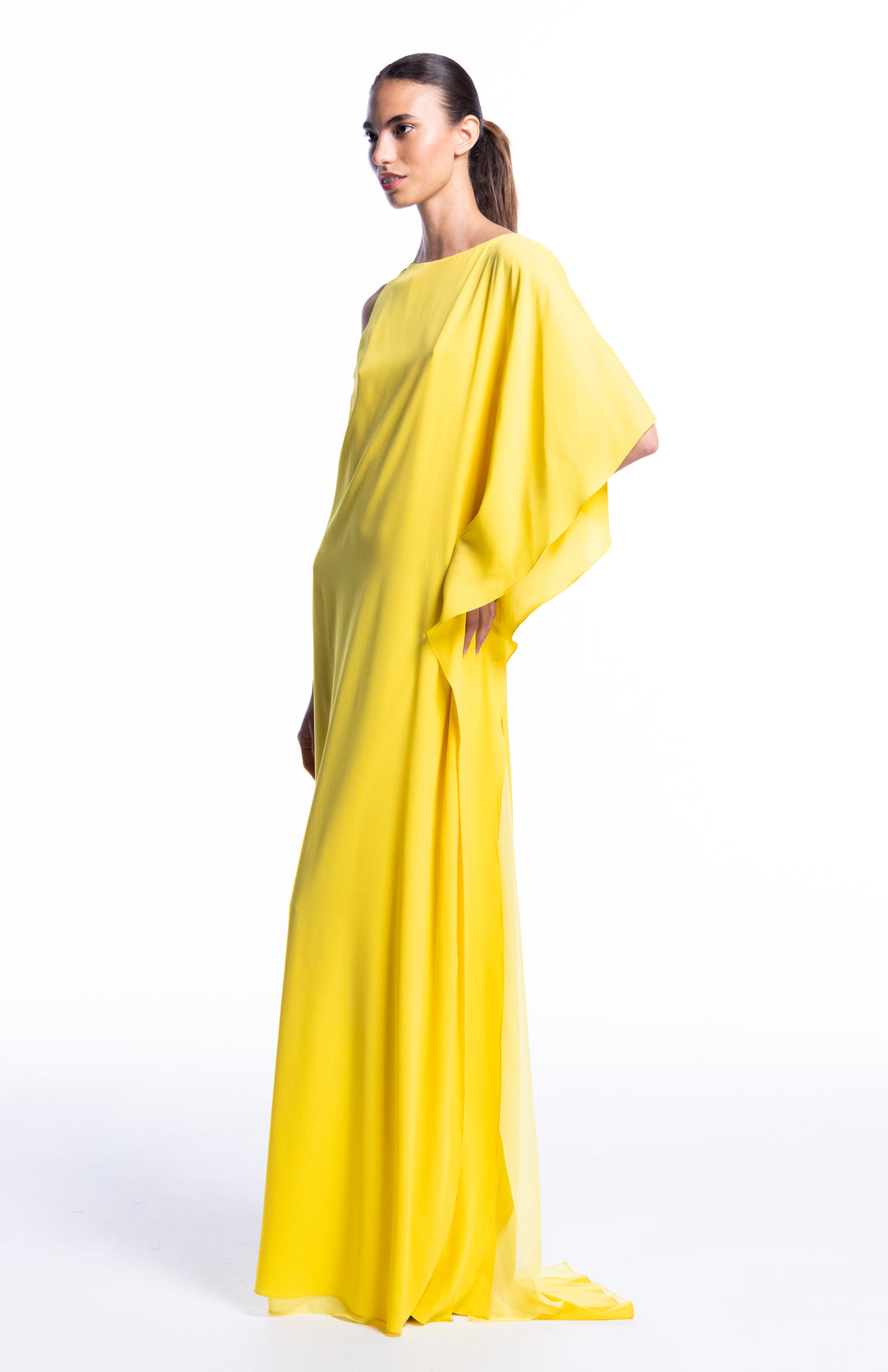 Osiris | Asymmetrical Sleeve Long Silk Dress