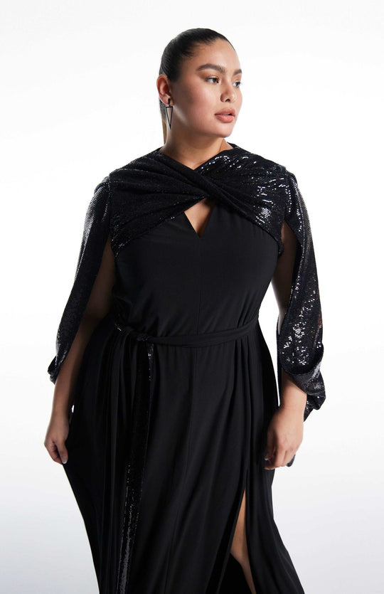 plus size black sequin gown