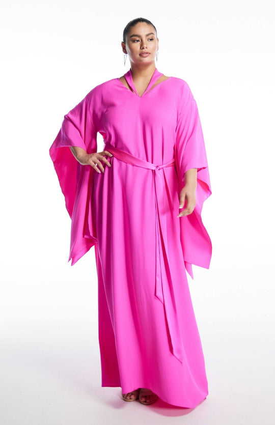plus size pink silk gown 